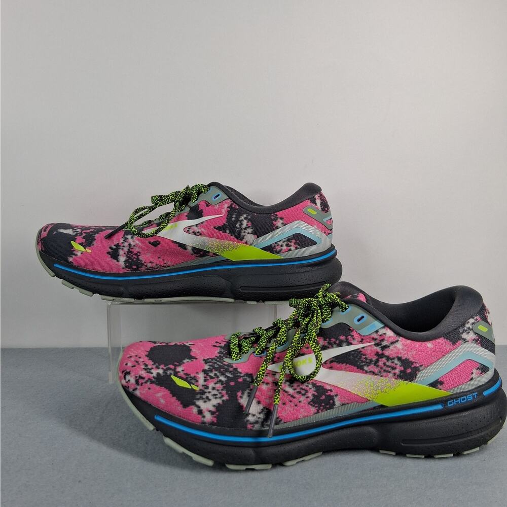 Brooks Ghost 15 Drip Edition Running Shoes Women's Size 9 Pink Black Splatter - Picture 2 of 11